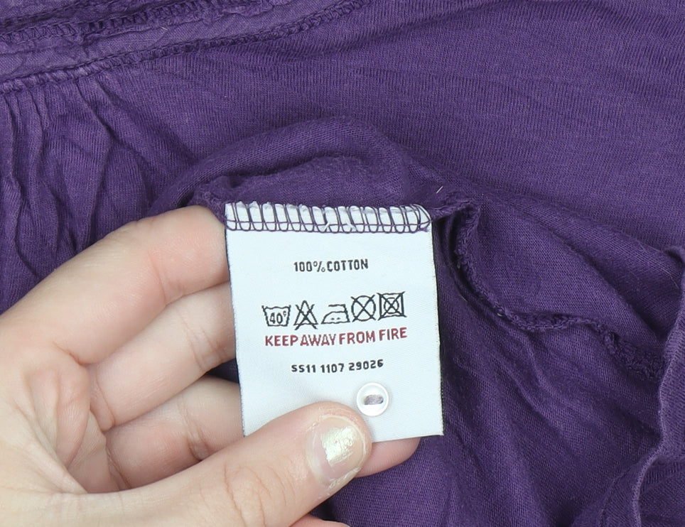 White Stuff Women's Purple Cotton Long Sleeve Blouse Size 10