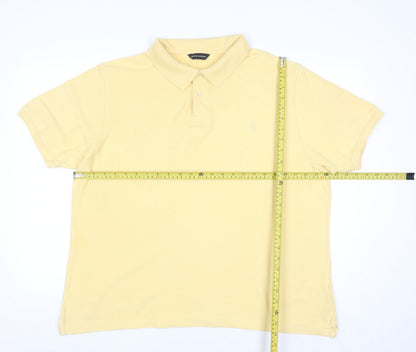 Marks and Spencer Blue Harbour Men's Yellow Cotton Polo Shirt XL