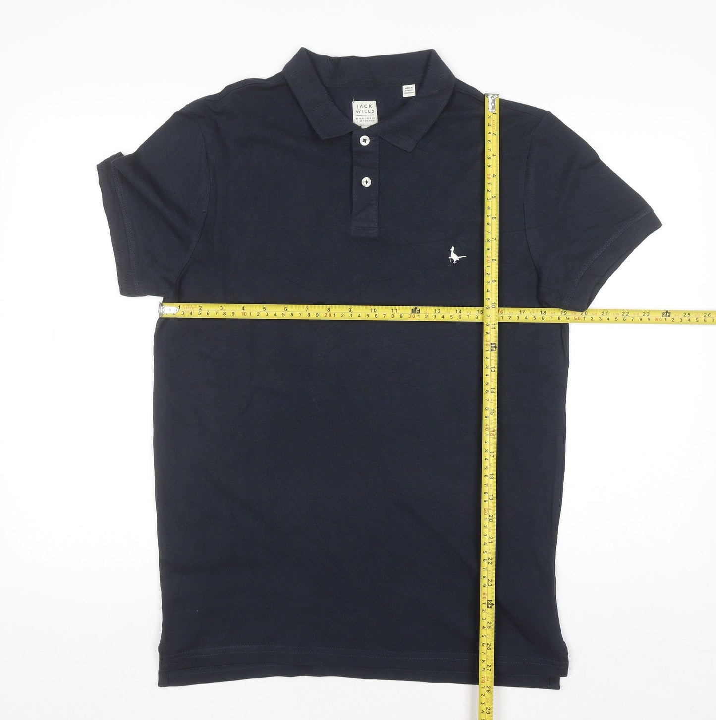 Jack Wills Men's Blue Cotton Slim Fit Short Sleeve Polo Shirt M