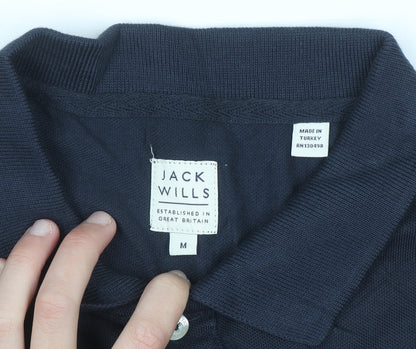Jack Wills Men's Blue Cotton Slim Fit Short Sleeve Polo Shirt M