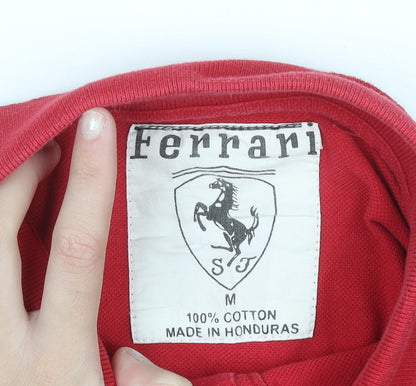 Ferrari Men's Red Cotton Polo Shirt M Embroidered Logo Motorsport