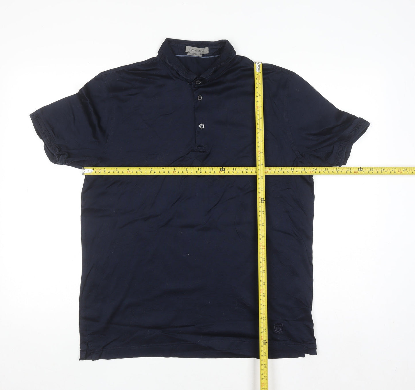 Corneliani Men's Blue Cotton Polo Shirt Size L Made in Italy