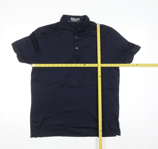 Corneliani Men's Blue Cotton Polo Shirt Size L Made in Italy