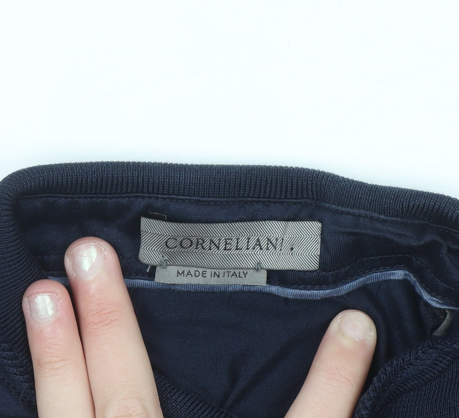 Corneliani Men's Blue Cotton Polo Shirt Size L Made in Italy