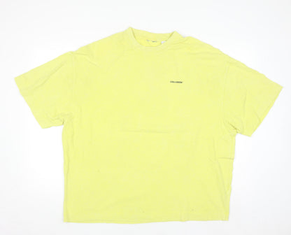 Collusion Men's Yellow Graphic Print Relaxed Fit Cotton T-Shirt S