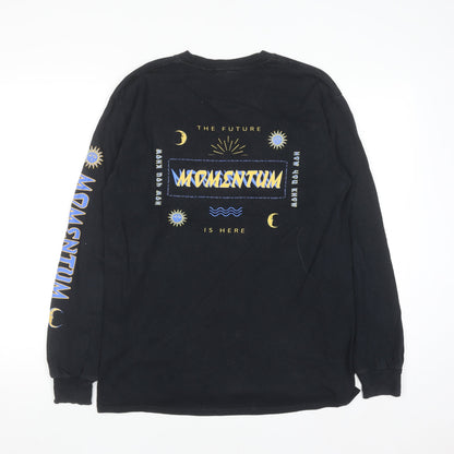 Urban Outfitters Men’s Black Graphic Long Sleeve Cotton Top Size S