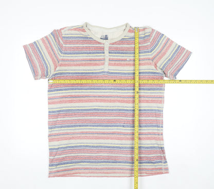 North Coast Men's Multicoloured Striped Henley T-Shirt Size L