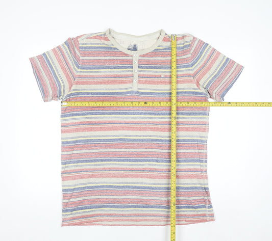 North Coast Men's Multicoloured Striped Henley T-Shirt Size L
