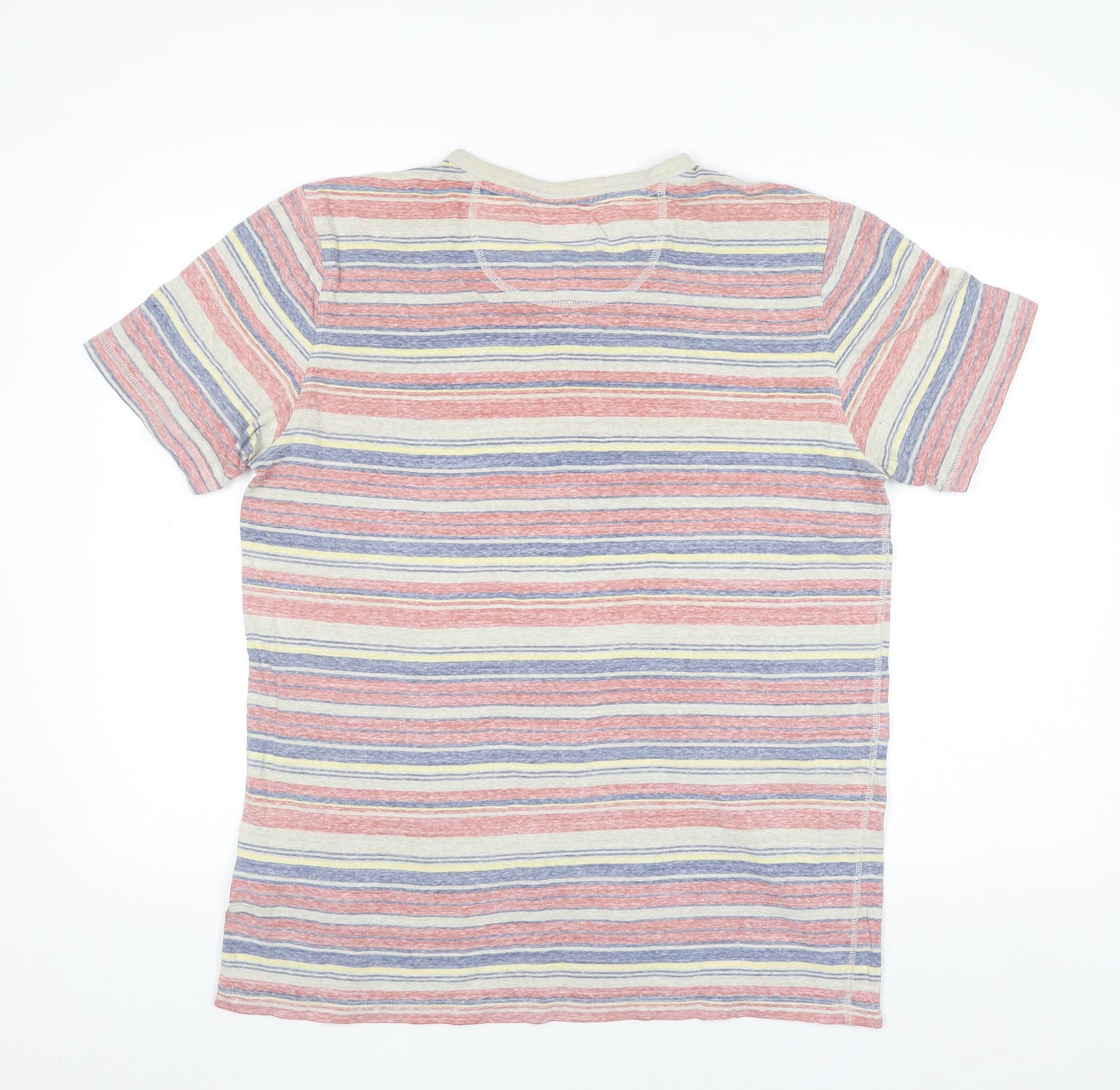 North Coast Men's Multicoloured Striped Henley T-Shirt Size L