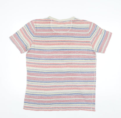 North Coast Men's Multicoloured Striped Henley T-Shirt Size L