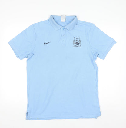 Nike Men’s Blue Football Polo Shirt L Manchester City
