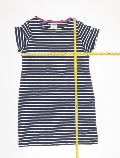 Joules Women Blue Stripe Cotton T-Shirt Dress Size 14