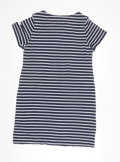 Joules Women Blue Stripe Cotton T-Shirt Dress Size 14