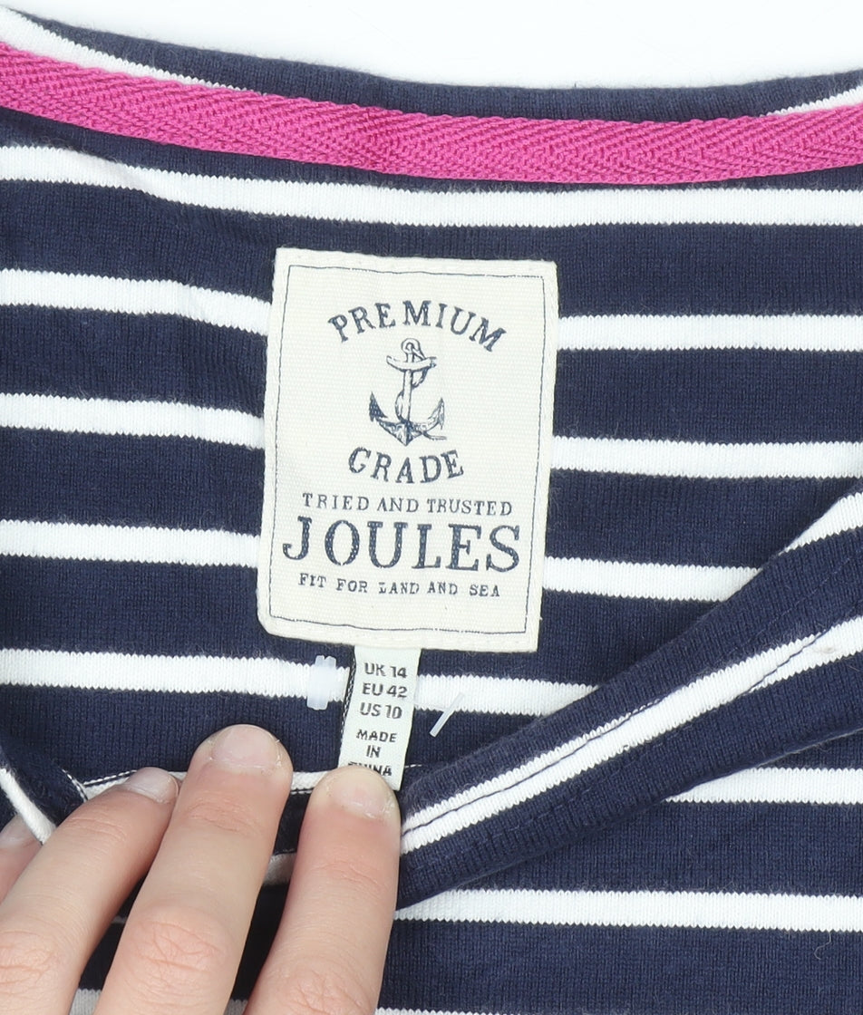 Joules Women Blue Stripe Cotton T-Shirt Dress Size 14