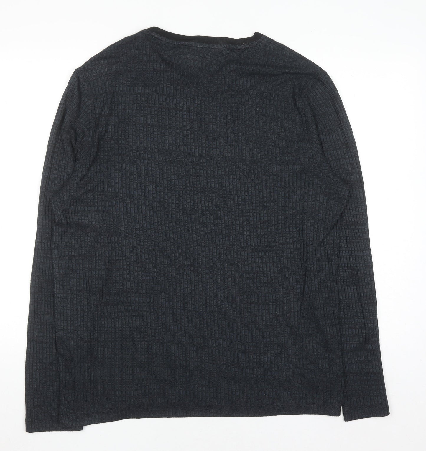 Alfani Men's Black Long Sleeve Henley Knit Stretch Top L