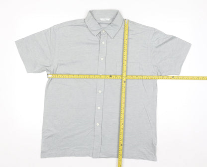 Marks and Spencer Mens Grey Cotton Blend Short Sleeve Polo Shirt M