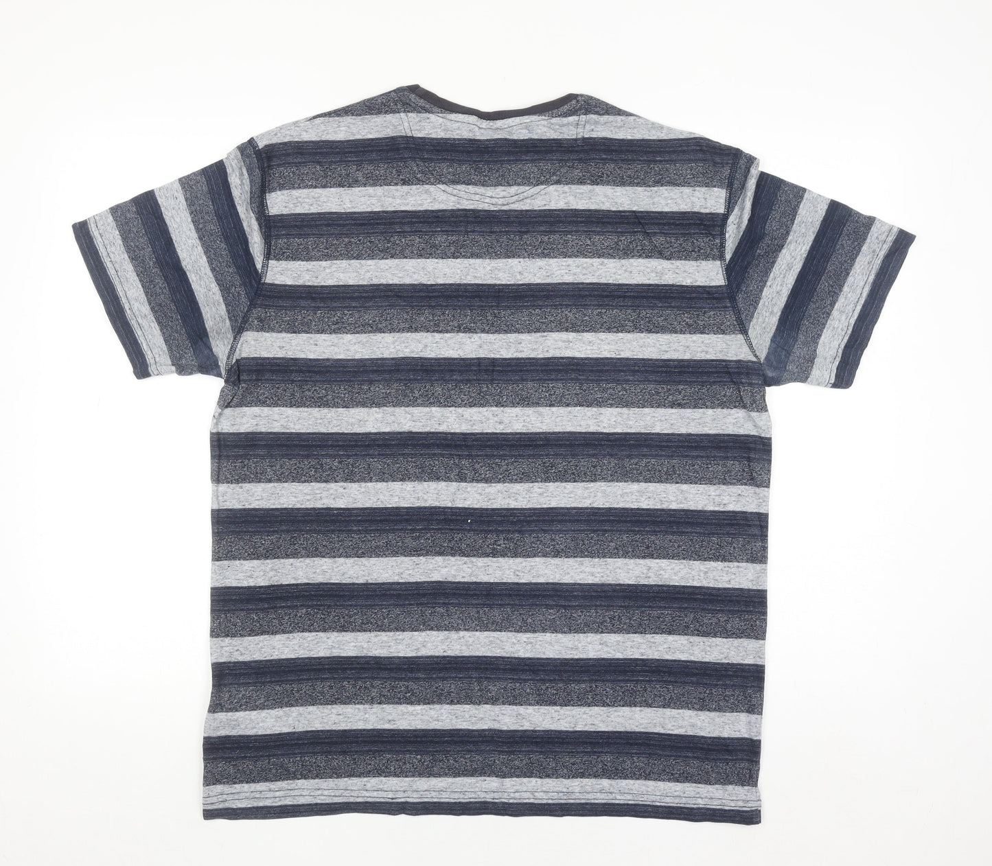 Bench Men’s Grey Blue Striped Short Sleeve T-Shirt M