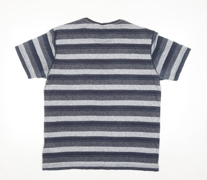 Bench Men’s Grey Blue Striped Short Sleeve T-Shirt M