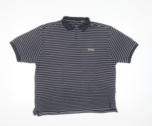 Dunlop Golf Men's Blue Striped Polo Shirt XL Regular Fit