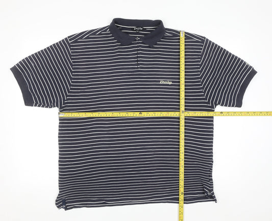 Dunlop Golf Men's Blue Striped Polo Shirt XL Regular Fit