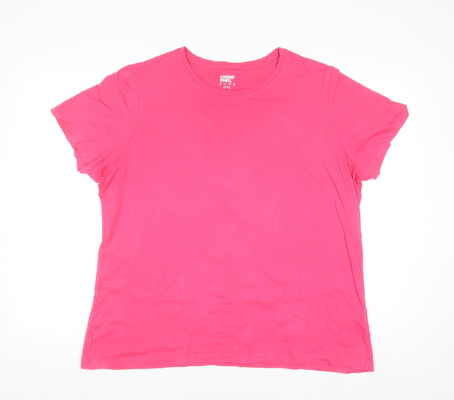 Lands' End Women’s Pink XL Short Sleeve Cotton T-Shirt