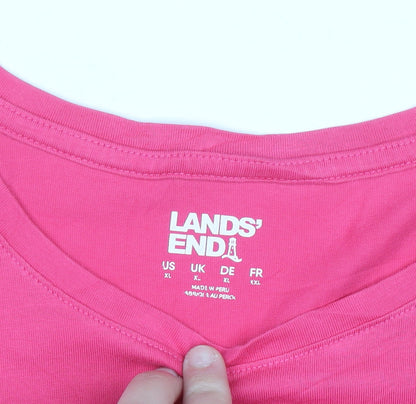 Lands' End Women’s Pink XL Short Sleeve Cotton T-Shirt