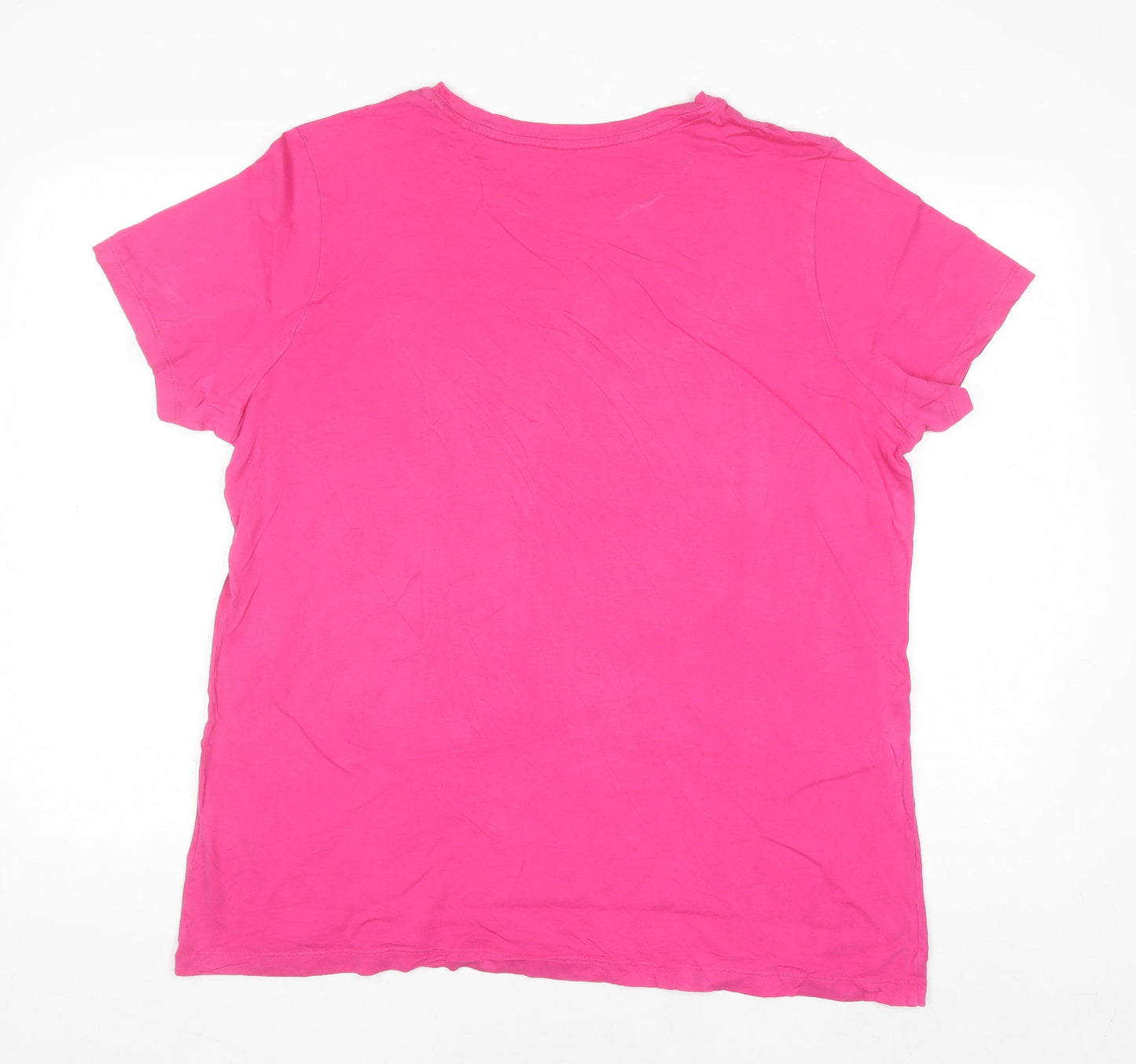 Lands' End Womens Pink Relaxed Fit Cotton Short Sleeve T-Shirt L