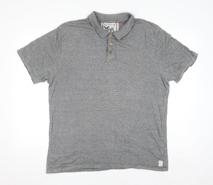 FCUK Men’s Grey Cotton Polo Shirt XL Short Sleeve Casual