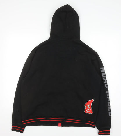 Isle of Man Men's Black Full Zip Hoodie M Embroidered Road Races Fleece
