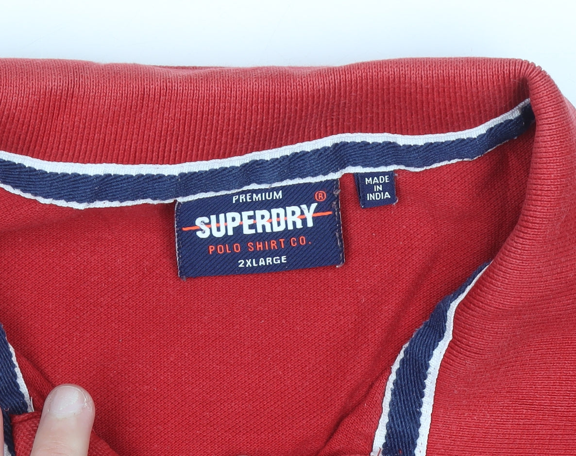 Superdry Men's Red 2XL Polo Shirt Athletic Embroidered Logo