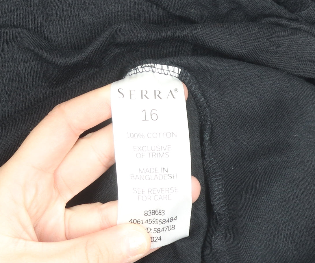 Serra Womens Black T-Shirt Dress Size 16 Cotton Casual