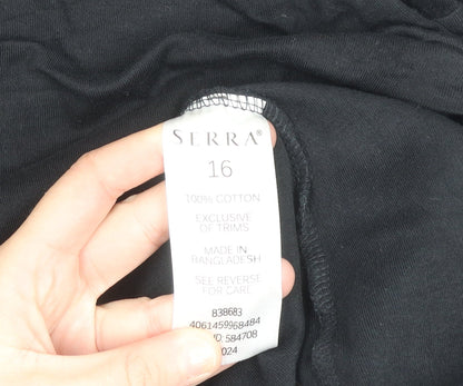 Serra Womens Black T-Shirt Dress Size 16 Cotton Casual