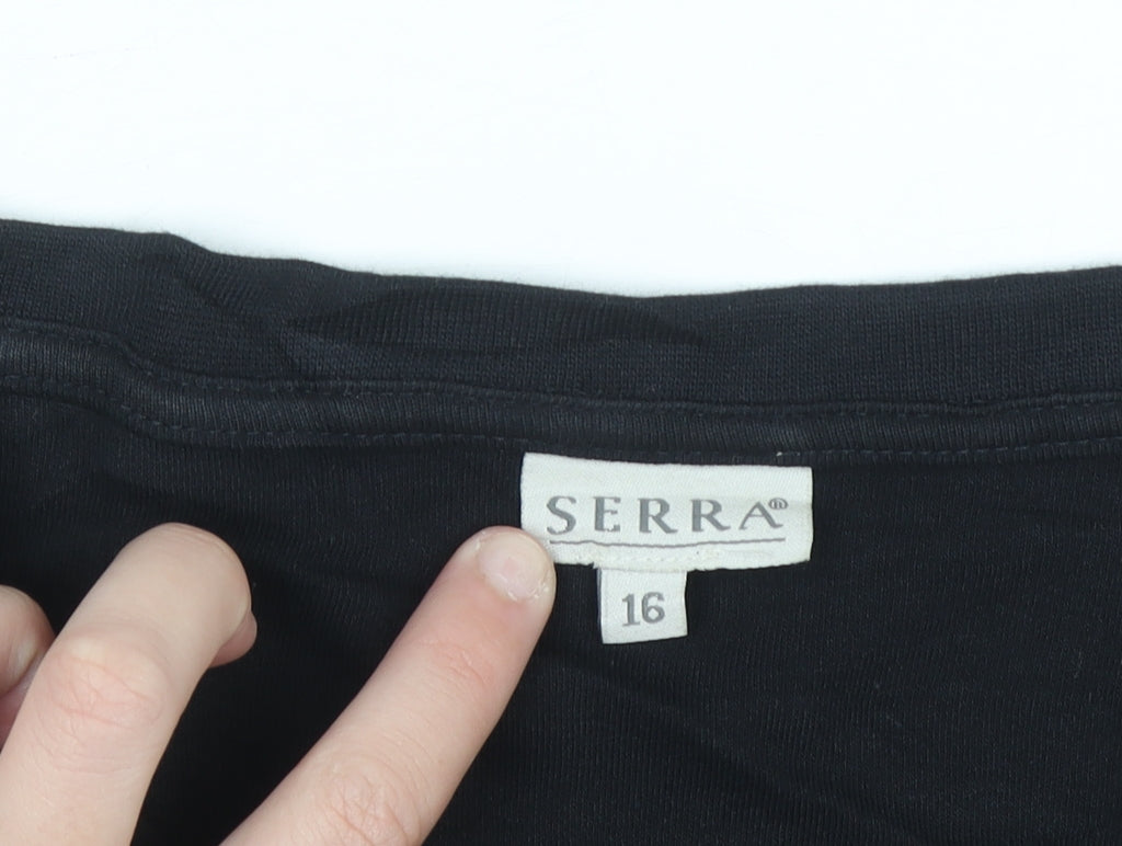 Serra Womens Black T-Shirt Dress Size 16 Cotton Casual
