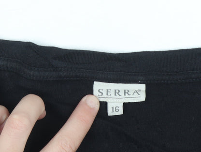 Serra Womens Black T-Shirt Dress Size 16 Cotton Casual