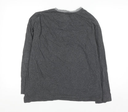 Rocha John Rocha Men's Grey Cotton Henley Long Sleeve Shirt L