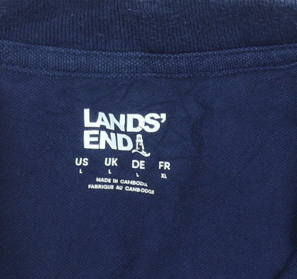 Lands' End Men's Blue Cotton Polo Shirt L Regular Fit