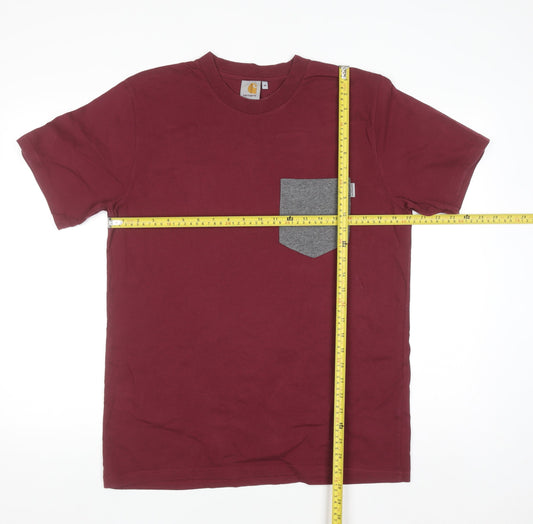 Carhartt Men's Burgundy Short Sleeve Crew Neck Cotton T-Shirt M