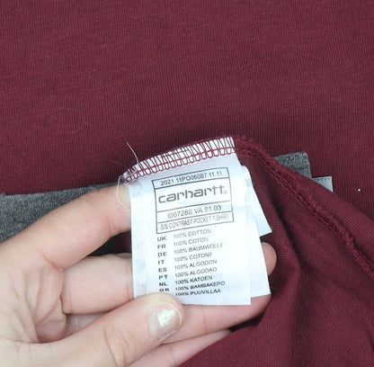 Carhartt Men's Burgundy Short Sleeve Crew Neck Cotton T-Shirt M
