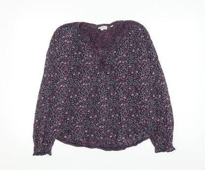 Fat Face Women's Purple Floral Long Sleeve Blouse Size 10