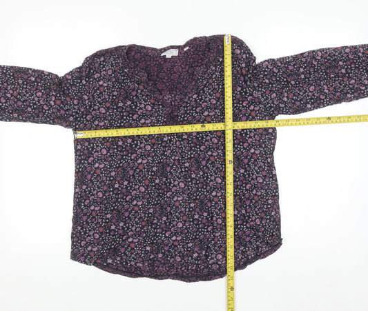 Fat Face Women's Purple Floral Long Sleeve Blouse Size 10