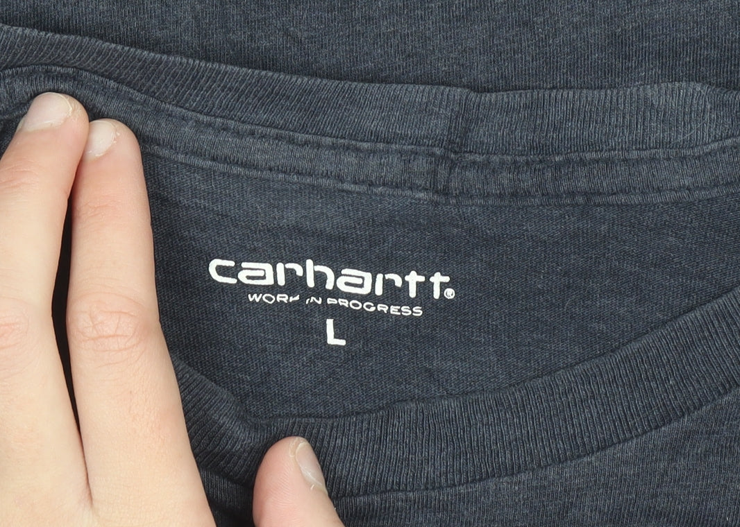 Carhartt Work In Progress Men's Navy Blue Cotton Crew Neck T-Shirt L
