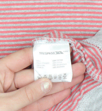 Trespass Womens Pink Striped Cotton Long Sleeve T-Shirt L