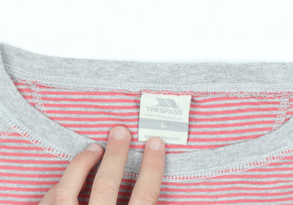 Trespass Womens Pink Striped Cotton Long Sleeve T-Shirt L