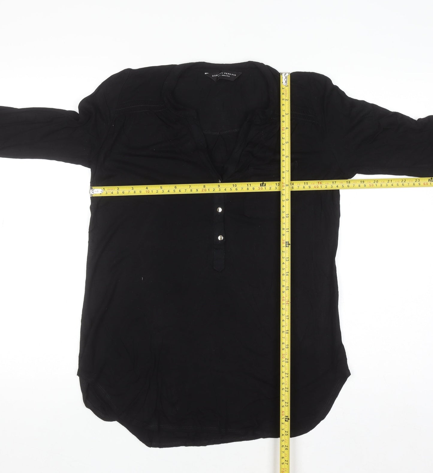 Dorothy Perkins Women's Black Viscose Tunic Blouse Size 10