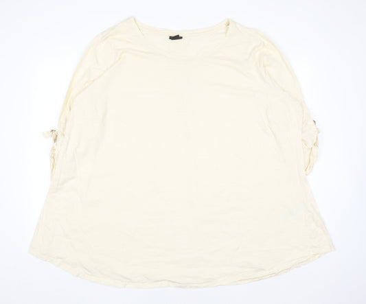 Evans Women Ivory 3/4 Sleeve Scoop Neck Cotton T-Shirt Size 30/32
