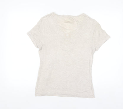 Your Sixth Sense Women's Beige Henley Short Sleeve T-Shirt Size S