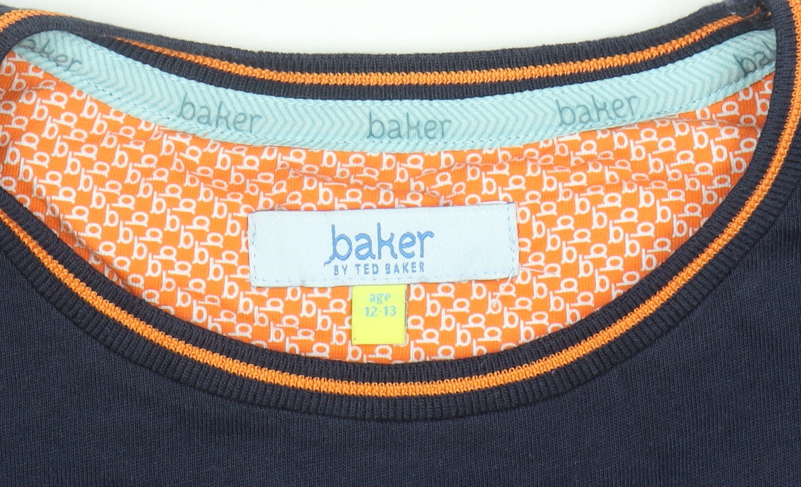 Ted Baker Boys Blue Graphic Logo T-Shirt Age 12-13 Years Short Sleeve Cotton
