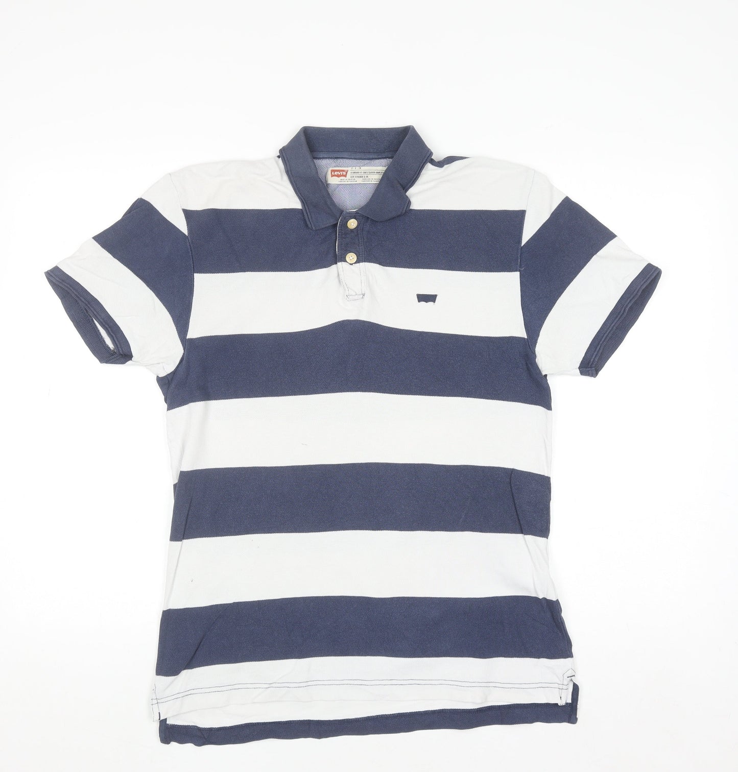 Levi's Men's Blue Striped Classic Fit Cotton Polo Shirt Size S