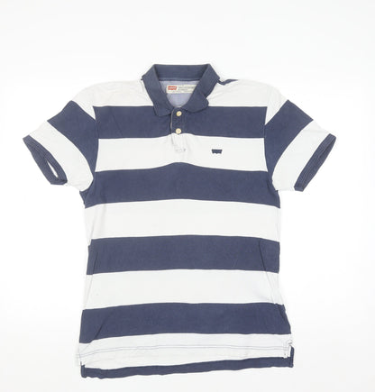 Levi's Men's Blue Striped Classic Fit Cotton Polo Shirt Size S
