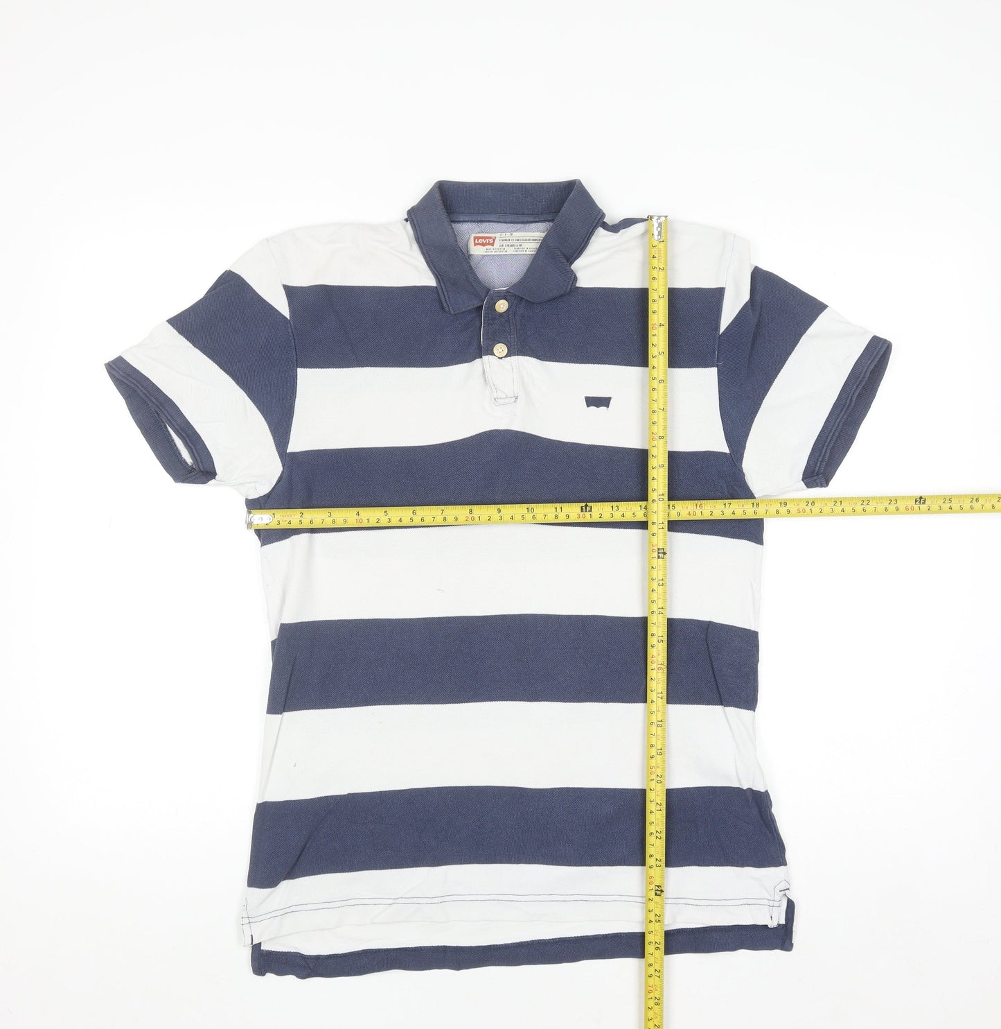 Levi's Men's Blue Striped Classic Fit Cotton Polo Shirt Size S